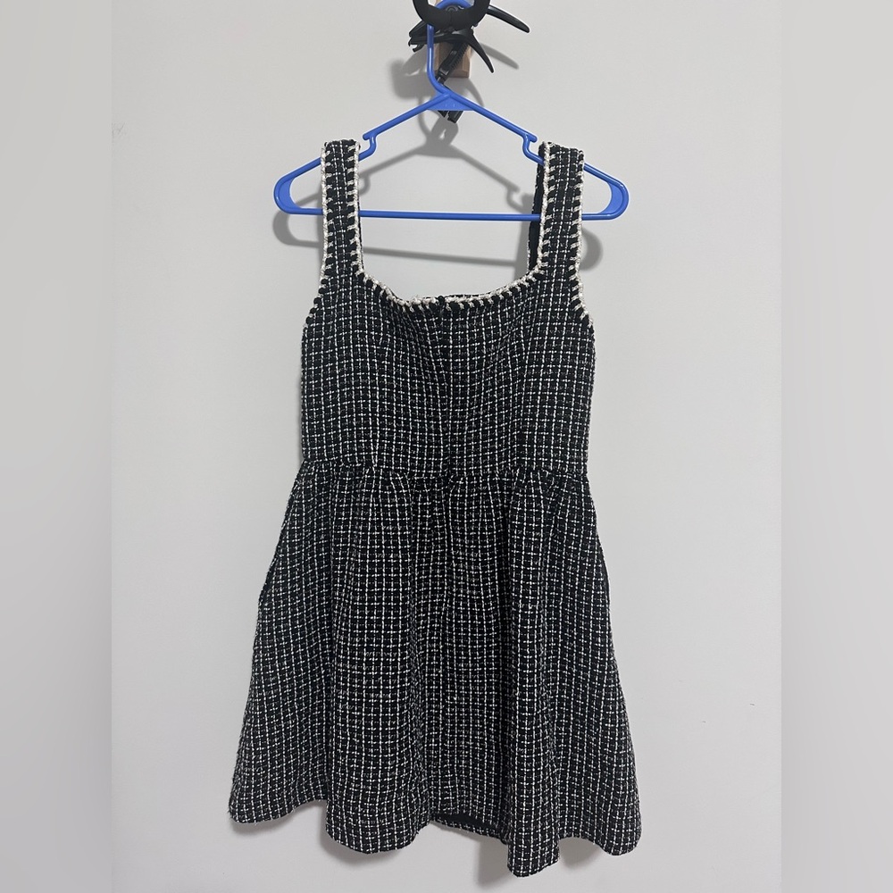 CIDER Tweed U-Neckline Solid Mini Dress - Picture 6 of 8
